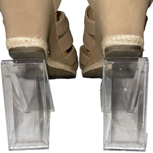 Adrienne Vittadini Women's Sandals Size 10M Tan Fabric "Timmy" Zip Close Wedge - Picture 9 of 13